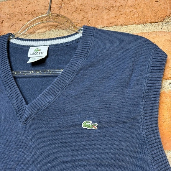 Vintage LACOSTE Men’s Navy Blue Sweater Vest Size 4 Medium - Picture 5 of 6
